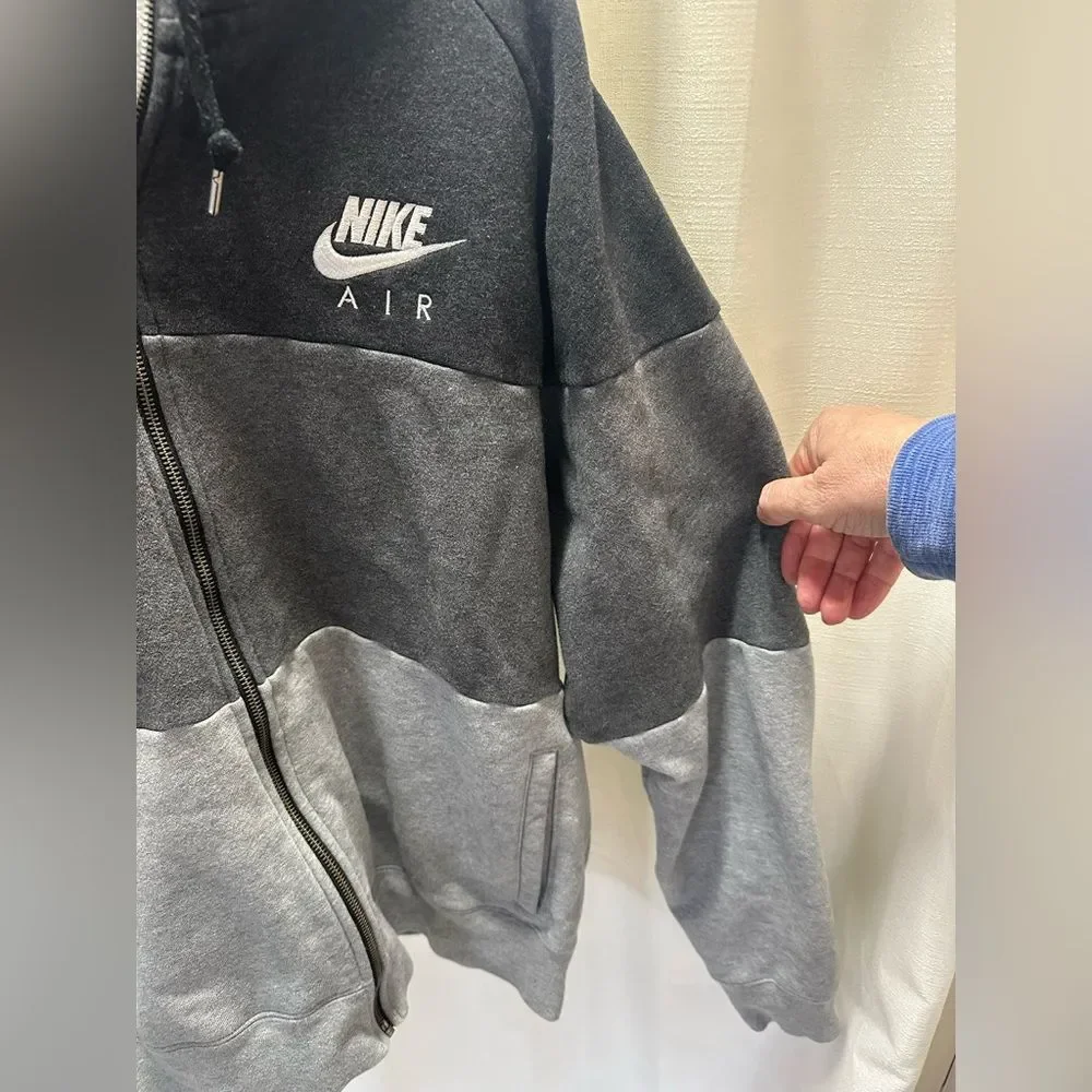 Vintage Nike full zip hoodie in black, charcoal & gray, men's XL Y2K Streetwear